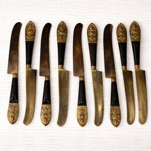 SIAM Vintage Pre-1939 (8) Brass & Wood Dinner Knives